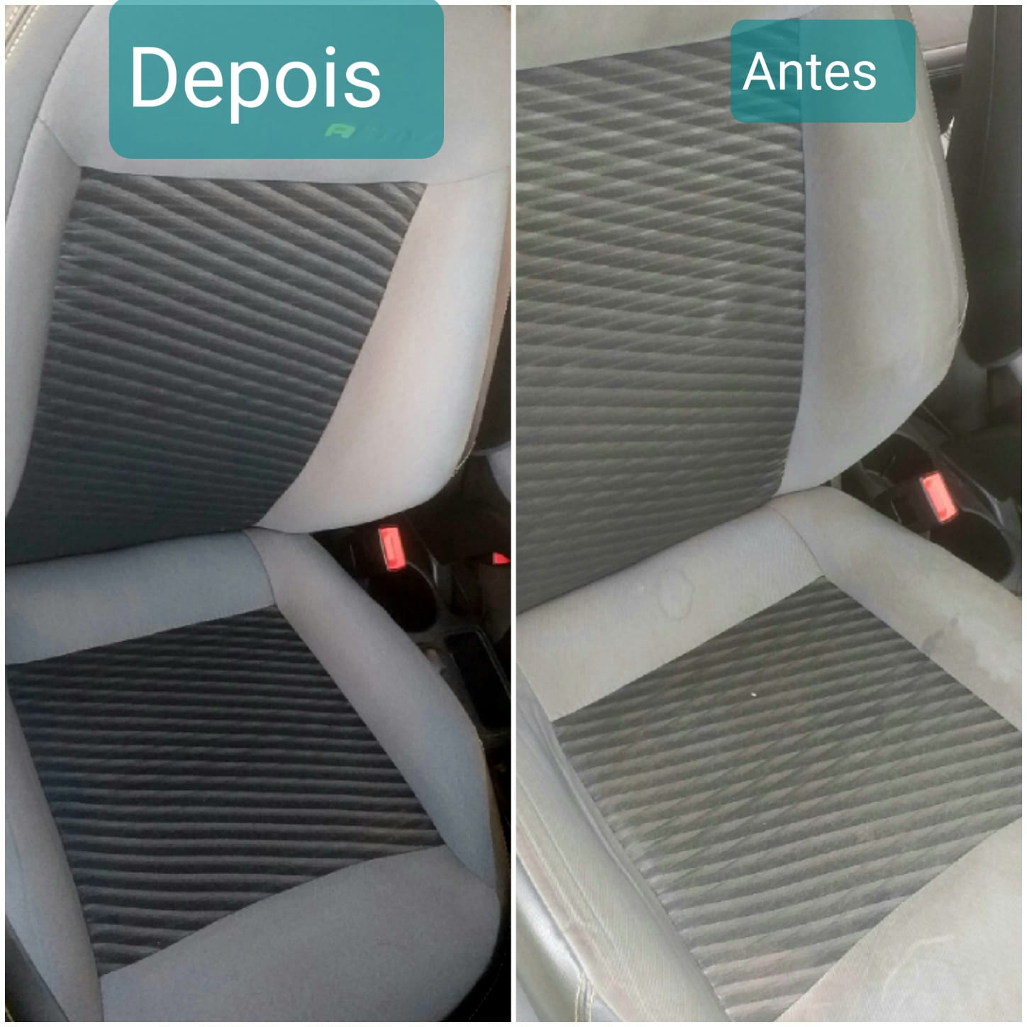 Antes e depois de banco automotivo